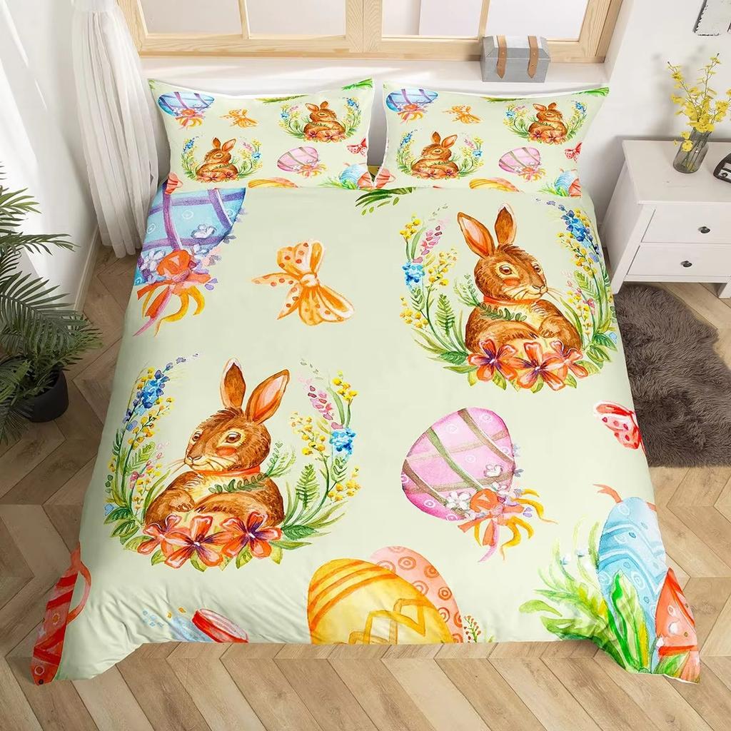Colorful Easter Egg Down Comforter Set Bedding Set 3-piece Duvet Cover Set
