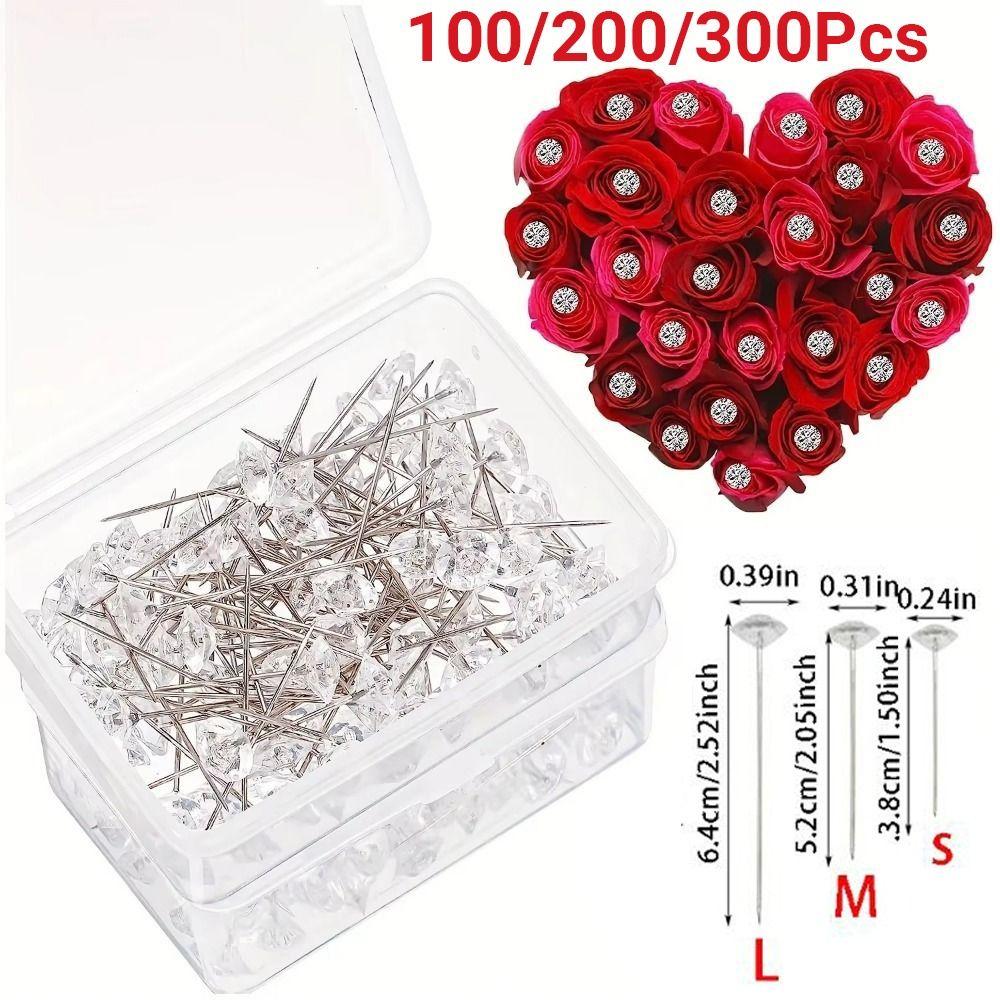 100/200/300 Stück DIY Gerade Stecknadeln Glänzende Korsagenstecknadeln Stecknadeln für Brautsträuße Blumensträuße