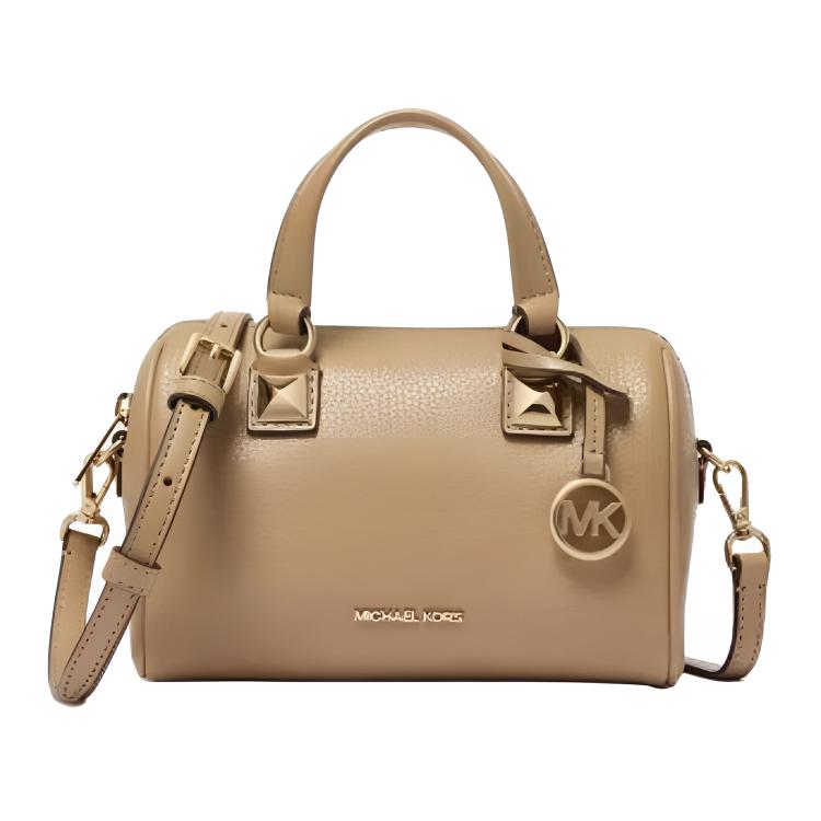

Michael Kors Grayson Boston Bag Women handbags Gold Beige 35S6GGYC1L-CAMEL Basic Set (Bag+Dust Bag)