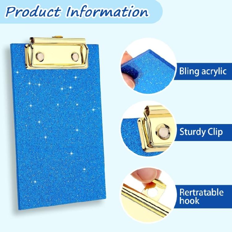 Sparkling Clipboard 6x4Inch Small Acrylic Clipboard Portable Document Organiser Writing Board For Organizing File Paper