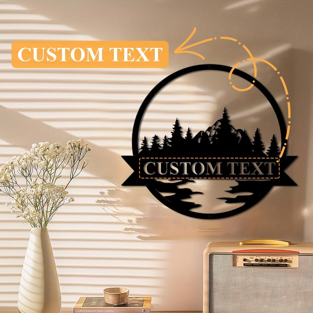 1pc Custom Derek Home Metal Wall Art Rustic Mountain Tree Silhouette Cabin Lodge Balcony Thanksgiving Gift Outdoor