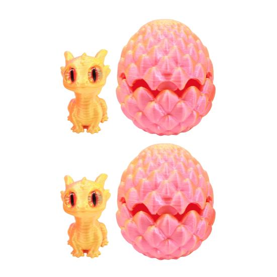 2Pcs 3D Printed Dragon Egg Figurine Movable Joints Dragon Figure Fidget Toy Dragon Egg with Articulated Dragon Inside Decoration Ornament