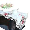 Premium satin Rose Embroidery bed Table Furniture flag Runner cloth cover kitchen Christmas Wedding party Table Surface decoration and accessories