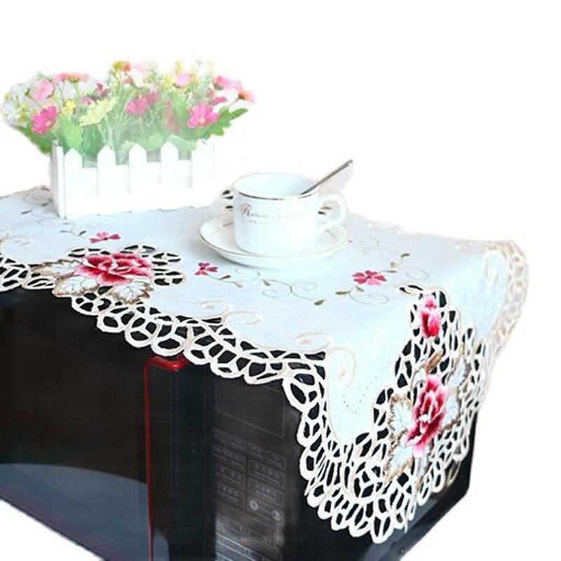 Premium satin Rose Embroidery bed Table Furniture flag Runner cloth cover kitchen Christmas Wedding party Table Surface decoration and accessories