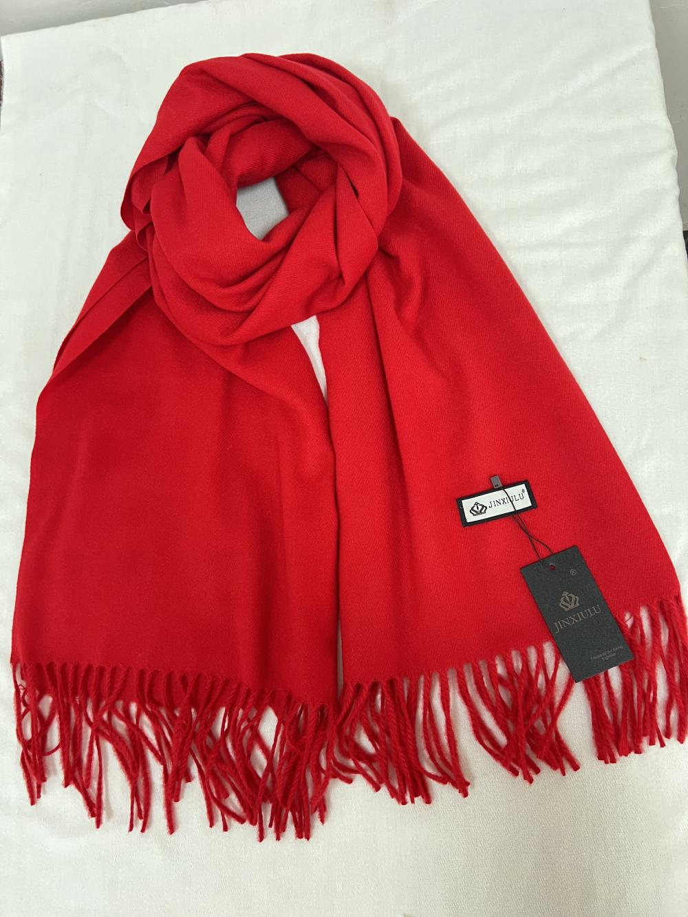 

No pilling! LOGE autumn and winter solid color festive cashmere scarf women s thickened wool annual meeting embroidered shawl national style