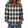 Damen Jeanskragen Patchwork Nähte Sweatshirt Lässig Pullover Langarmshirts