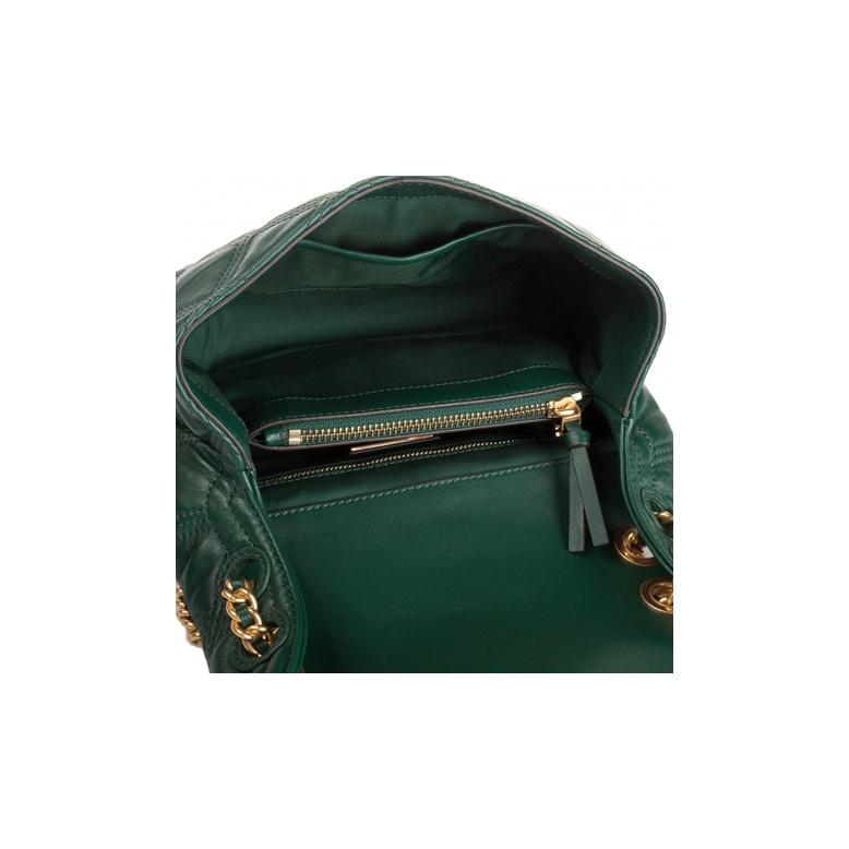 Tory Burch Fleming Diamond Quilted Embossed Print Woven Chain Leather Shoulder Bag Women Shoulder Bag Dark-Green 58102-304