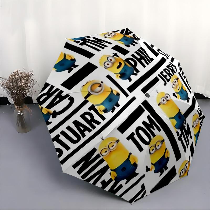 1pc Minions Characters Automatic Open/Close Folding Umbrella, Windproof 8-Rib Construction, Lightweight Travel Umbrella for Women/Men a0903207