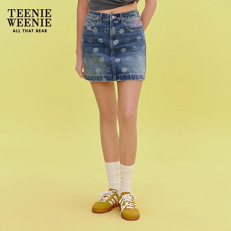 Teenie Weenie Smiley Collaboration Asymmetrical Denim Skirt L