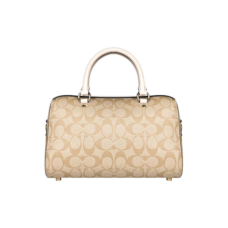 Coach Rowan 27 Logo Zip Closure Boston Bag Women Handbags Light-Khaki 83607-IMDQC