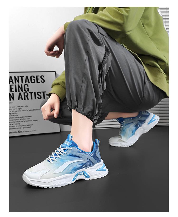 Men's Summer Mesh Sneakers: Korean Style Versatile White Thick Sole Running Casual Dad Shoes