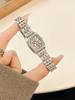 New Vintage-Style Gold Women's Watch,Leopard-Print Stainless Steel Strap,Square Quartz Watches for Women as a Gift or Accessory