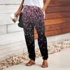 Women Glitter Printing Pants Lace Up Elastic Waist Loose  Trousers Casual Long Pants Trousers with Pockets