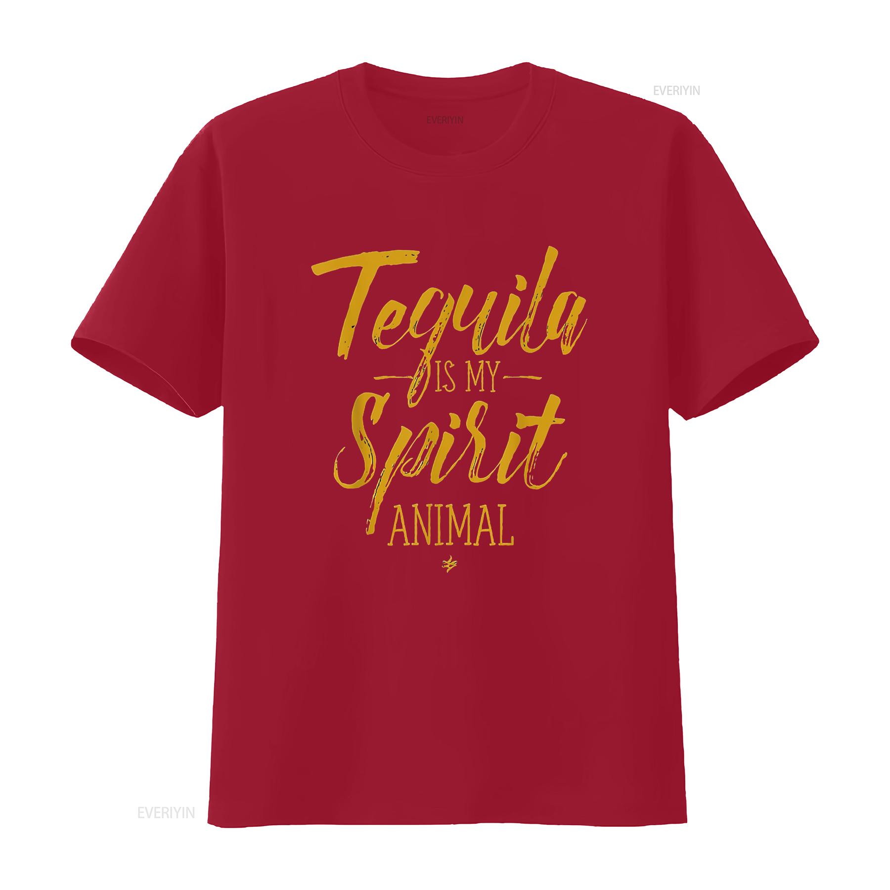 Womens Tequila Is My Spirit Animal T Shirt Black 2XL vintage Washed Breathable Slightly Versatile streetwear Stylish fashion S