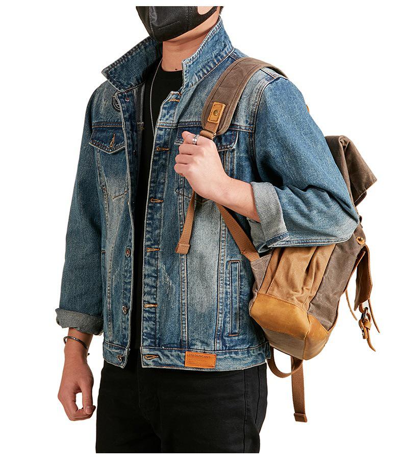 Xintang Men's Rhinestone-Studded Denim Jacket - Plus Size, Heavy Embroidery, Loose Fit Outwear