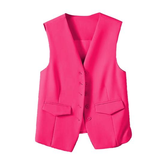 Women Single Breasted Sleeveless Vest Open Front Office Work Blazer Casual V Neck Business Top with Pockets