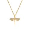 Colier Personalitate Lux Ușor Gol Libelulă Incrustat Aur Adevărat Femei Lanț Transfer Claviculă Cu Bijuterii