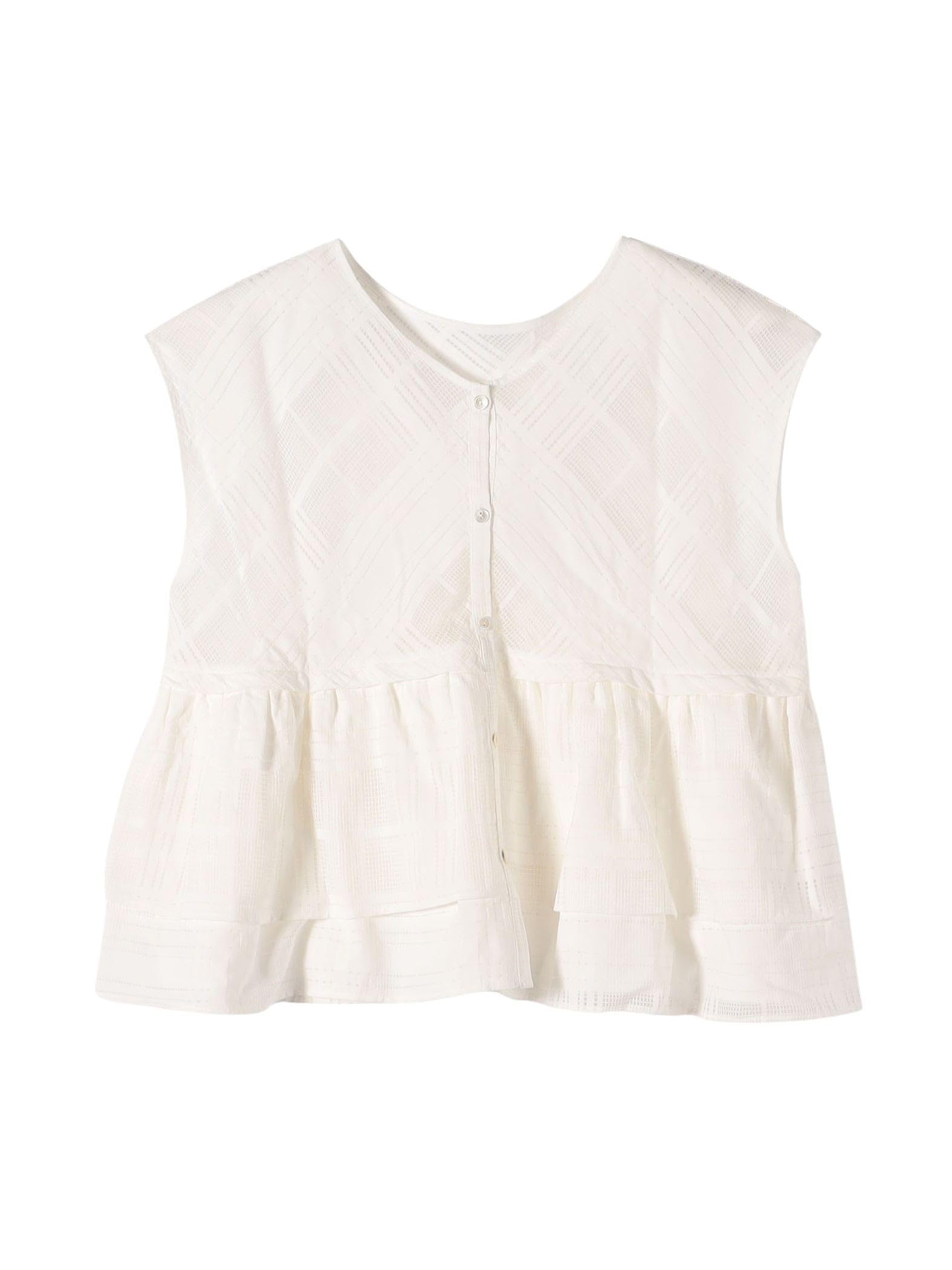 

Ships Any Machine Washable Sheer Check Tiered Peplum Blouse 721520063 White One Size 2-Way