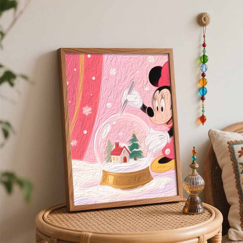 Disney Digital Oil Painting Christmas Snow Globe Hand Painting Home Decoration Painting