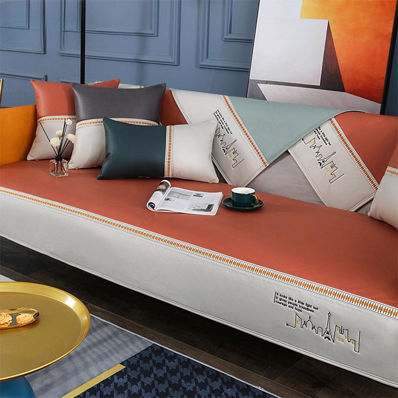 

Faux Leather Luxury Sofa Cushion Universal Non Slip Seat Cover Four Seasons Use Pet Friendly Modern Design 70*70