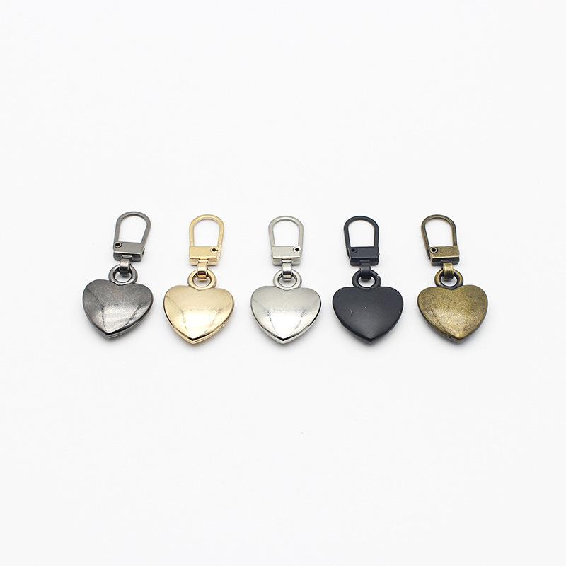 5Pcs Sewing Zippers Puller Head Heart Shape Detachable Metal Zipper Slider Repair Kits For Bags Backpack Coat Zipper WBL