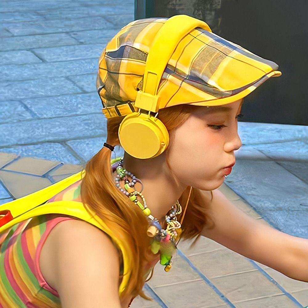 Cotton Lattice Sun Hat Dopamine Style Flat Peaked Cap Elegant Plaid Beret Hat  Travel