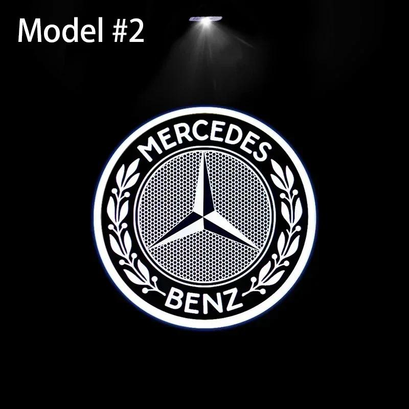 2Pc LED Car Styling Welcome Door Lights Emblem Accessory For Mercedes Benz AMG W205 C300 W203 W206 W108 W124 W126 W140 W168 W169