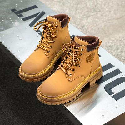 Herren Echtleder Retro Martin Stiefel - 2022 Herbst Lässig, Vielseitige Gelbe Dicksohlige Kurze Stiefel für Paare