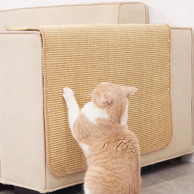 Carpet Cat Scratching Mat with Sticky Tapes Sisal Fabric Cat Scratching Pad Cat Horizontal Scratcher Protect Furniture and Wall