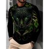 Men's Casual Autumn and Winter Printed Long-sleeved Crew Neck T-shirt