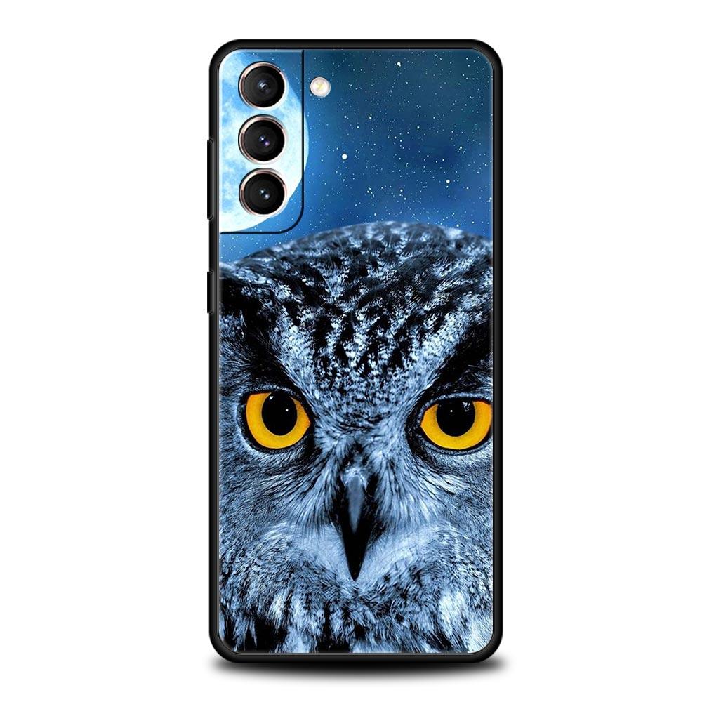 Phone Case For Samsung Galaxy S23 S22 Ultra S20 S21 FE 5G S10 S9 Plus S10E S8 Note 20 Black Cover Cartoon Girl Gifts Lovely Owl
