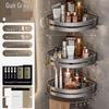 Gunmetal Grey Wall-Mounted Bathroom Corner Storage Rack