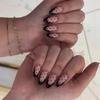 European And American Long Glossy Almond Manicure, Advanced Temperament, Simple French Polka Dot Design, Wearing Nail Piece