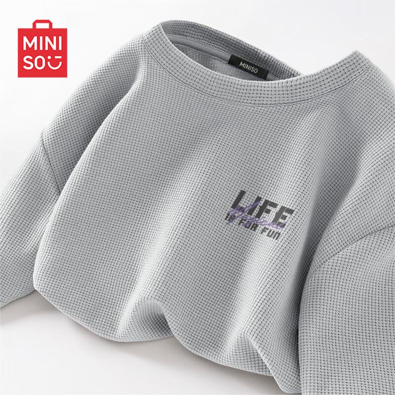 MINISO Мужская вафельная футболка с коротким рукавом, плотная XL