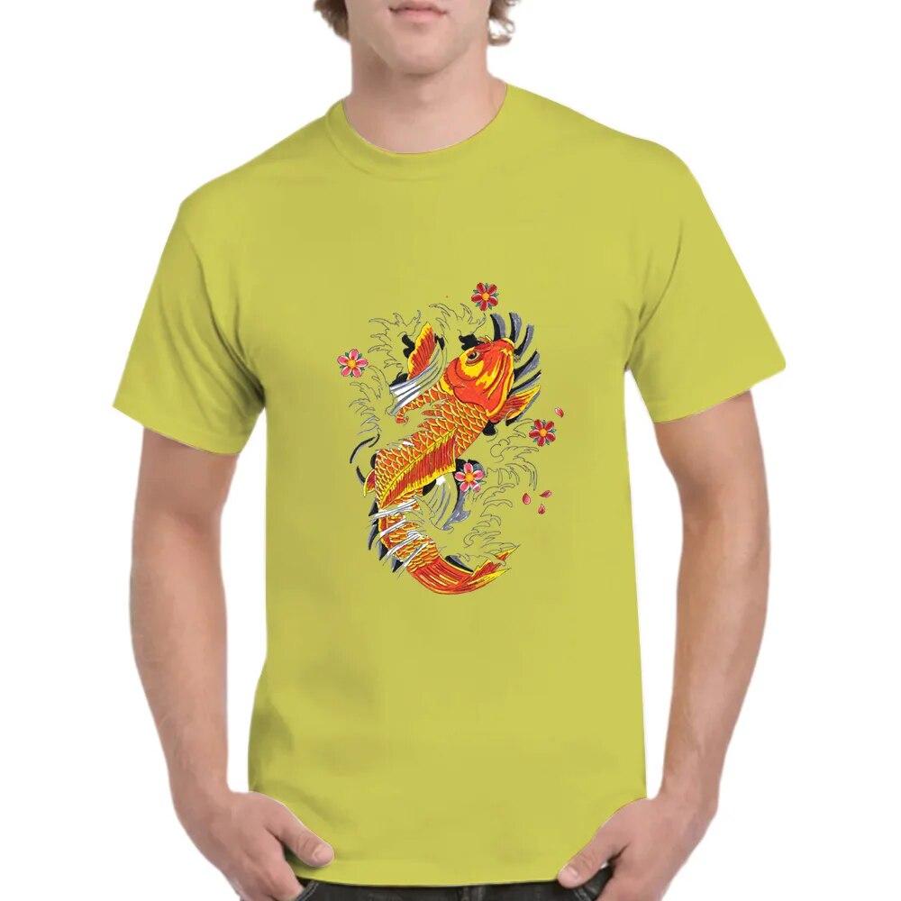 2023 Sommer-Paar-Rundhalsausschnitt, kurzärmeliges Herren- und Damenoberteil, lockerer Koi-Aufdruck, bequemes, schnell trocknendes T-Shirt mit Rundhalsausschnitt