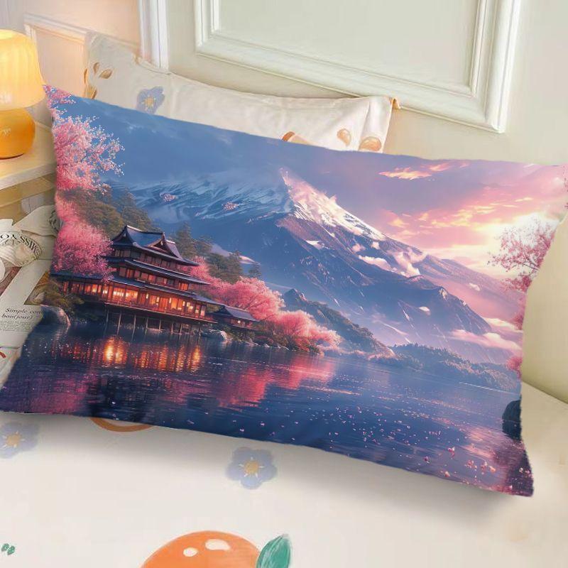 Ins-Style Ink Landscape Dormitory Pillow,Bedside Bedroom Pillow Gift,Nap Creative Living Room Sofa Cushion