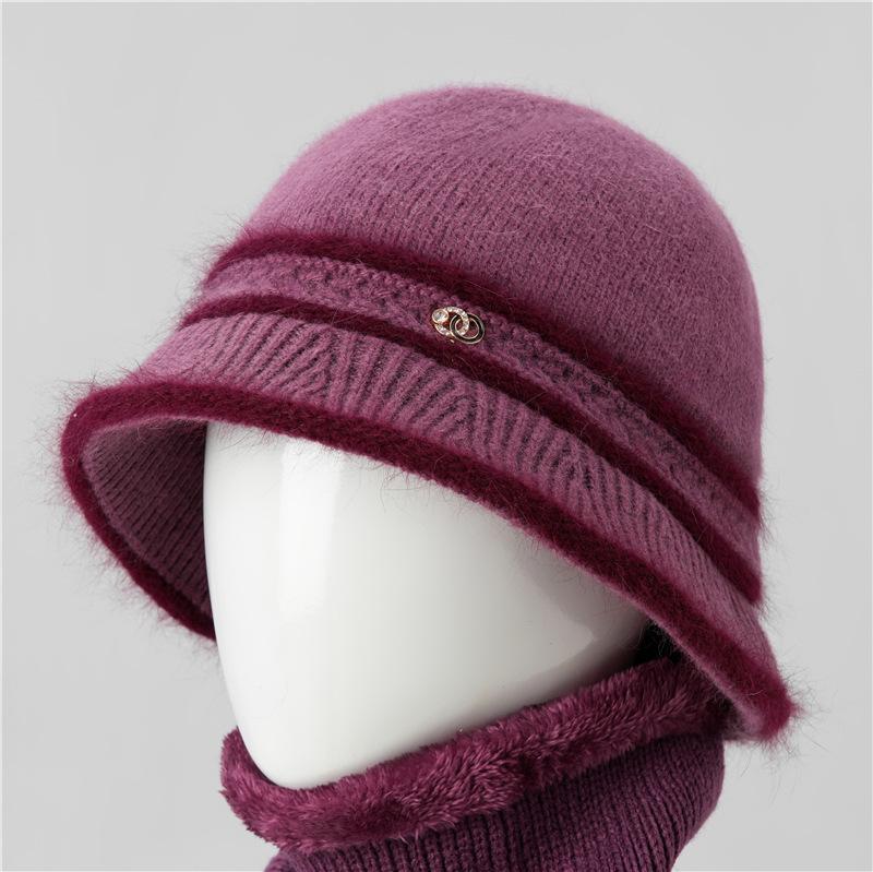 

Зимняя шапка для мам, для пожилых женщин, для бабушек, бархатная вязаная шапка, зимняя теплая толстая вязаная хлопковая шапка для пожилых людей среднего возраста one size