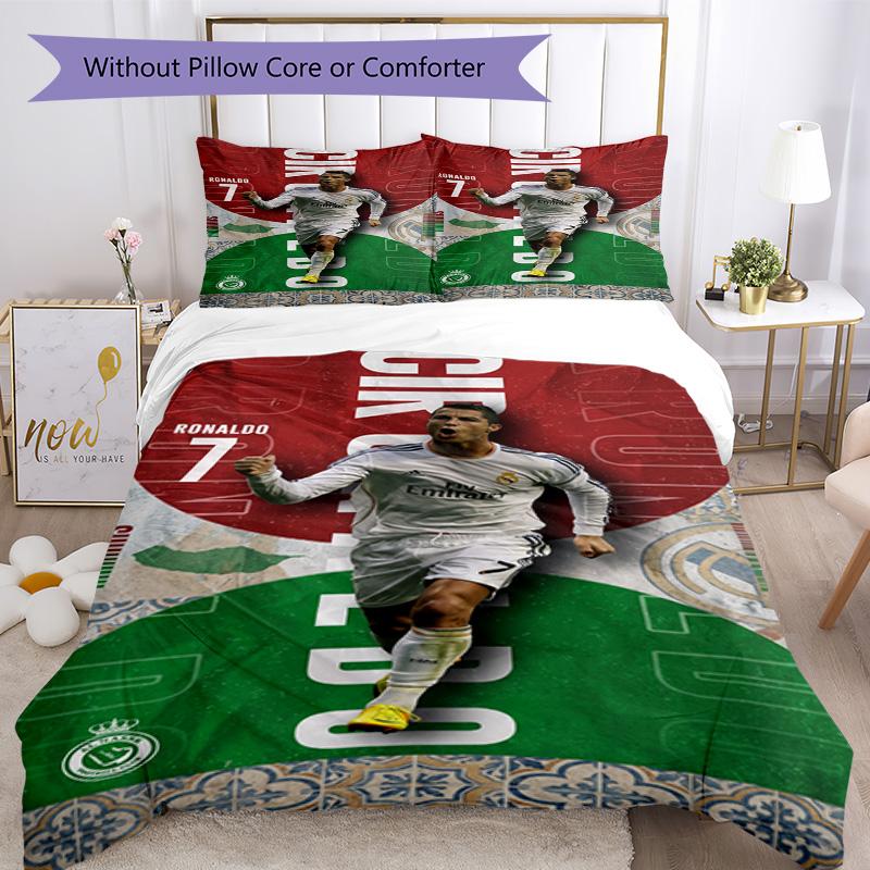 Cristiano Ronaldo Bettwäsche-Set Atmungsaktiver Bettbezug mit Kissenbezügen Dekorative Bettwäsche für Schlafzimmer Heimdekoration Geburtstagsgeschenk