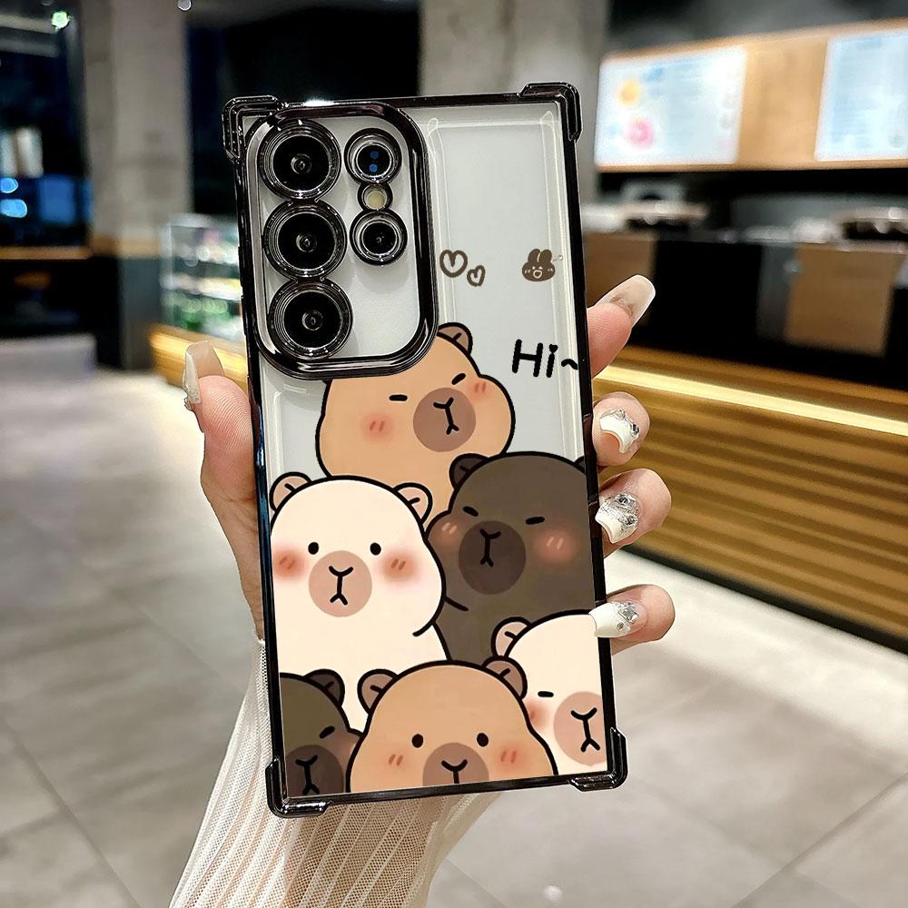 Capybara Cartoon Animal Funda For Samsung S26 Ultra Phone Case For Galaxy S25 FE S26 S24 S23 S22 S21 Ultra S20 Plus Clear Cover