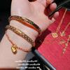 Ancient Gold Chiseled Copper Coin Gemstone Bracelet, New Chinese Style, Plated With 18K Gold, Iris Zircon Bracelet, Qiankun Circle.
