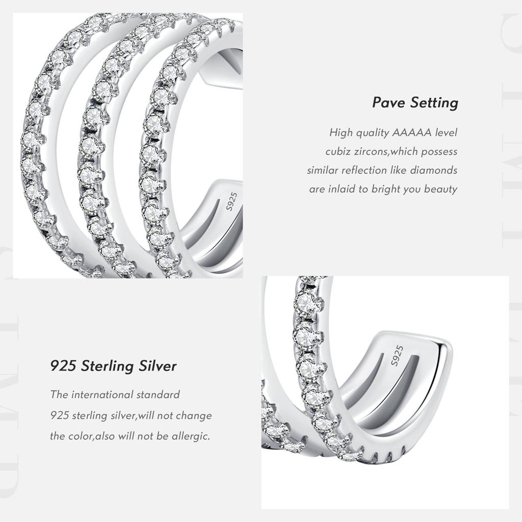 MODIAN 1 buc. Cercei cu clip la modă, din argint 925, cu zirconiu strălucitor, bijuterii fine, cadou