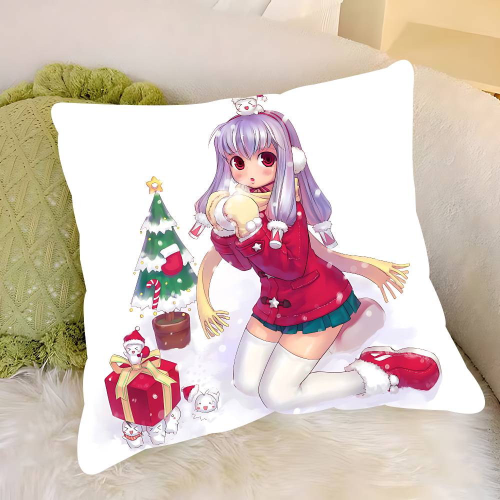 

Anime Christmas Girl Pillow Case Removable Washable Cushion Cover – All-Season Soft Linen 12x12Inch