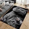 Gray Cat Carpet for Living Room Game Rugs Soft Floor Cartoon Rugs Bathroom Rug Mat Yoga Mat Home Decor Rugs for Bedroom