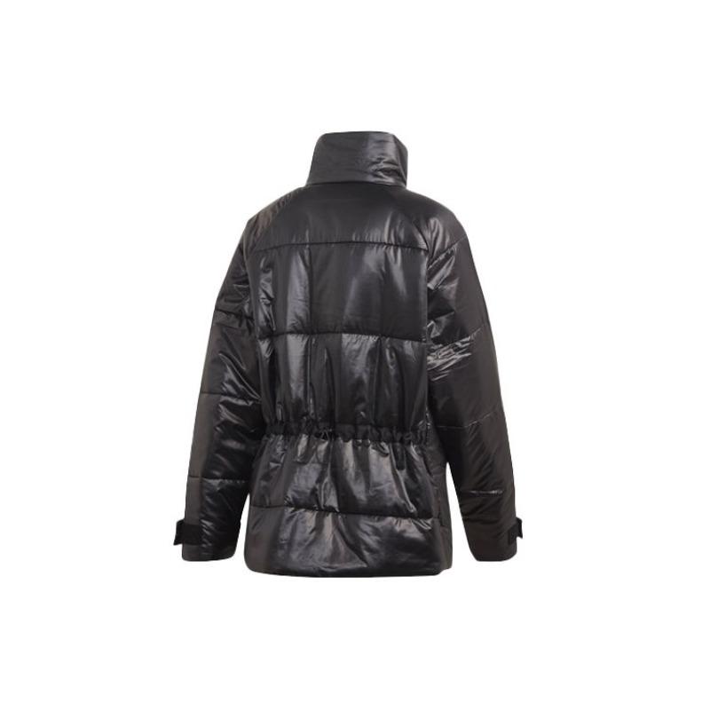 adidas Lockere Winddichte Warme Sport-Baumwolljacke mit Stehkragen für Damen Jacken Schwarz FT2549