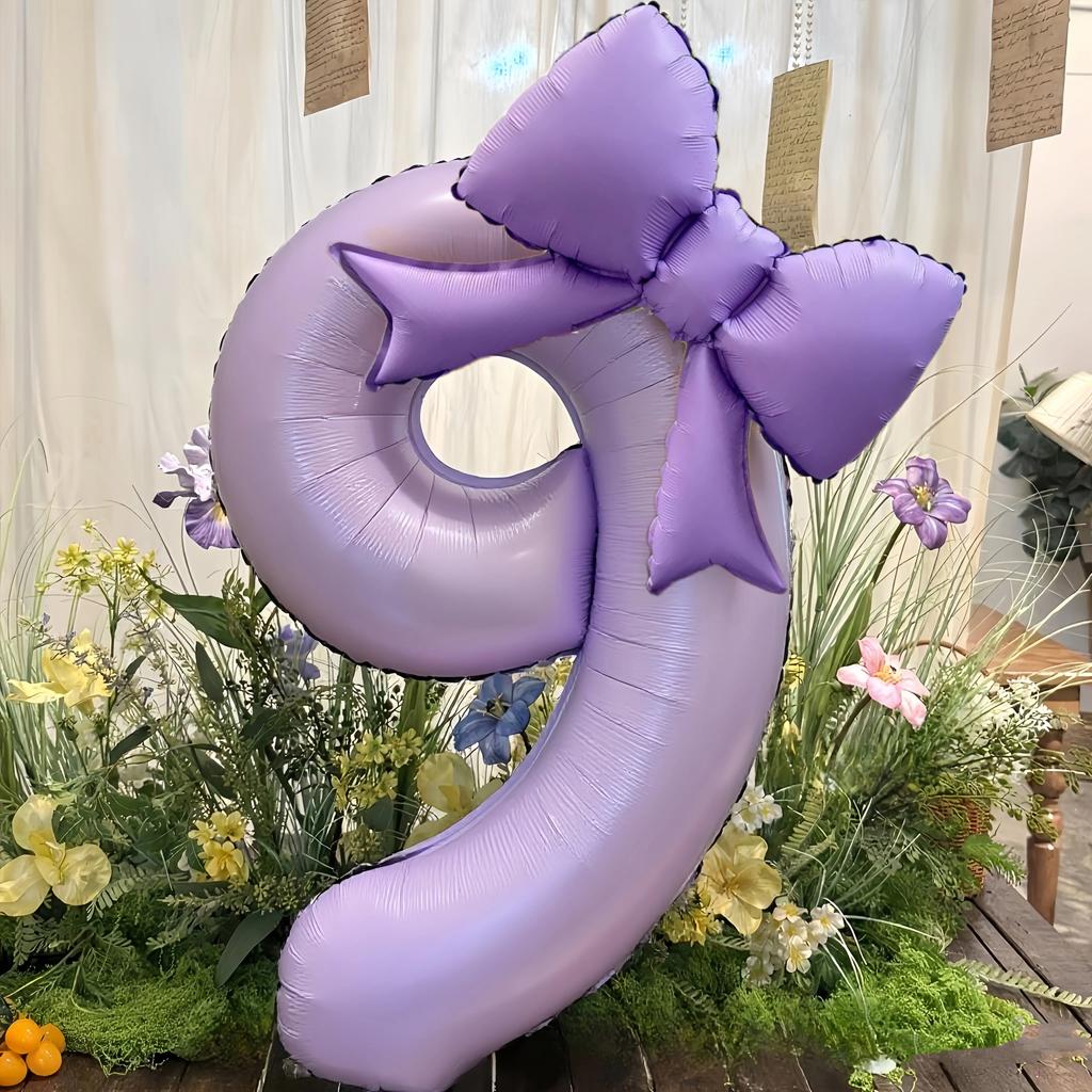 Bow 40inch Cream Purple Number 0-9 Balloon Children Adult Birthday Decoration Festive Party Supplies Anniversary Balloon