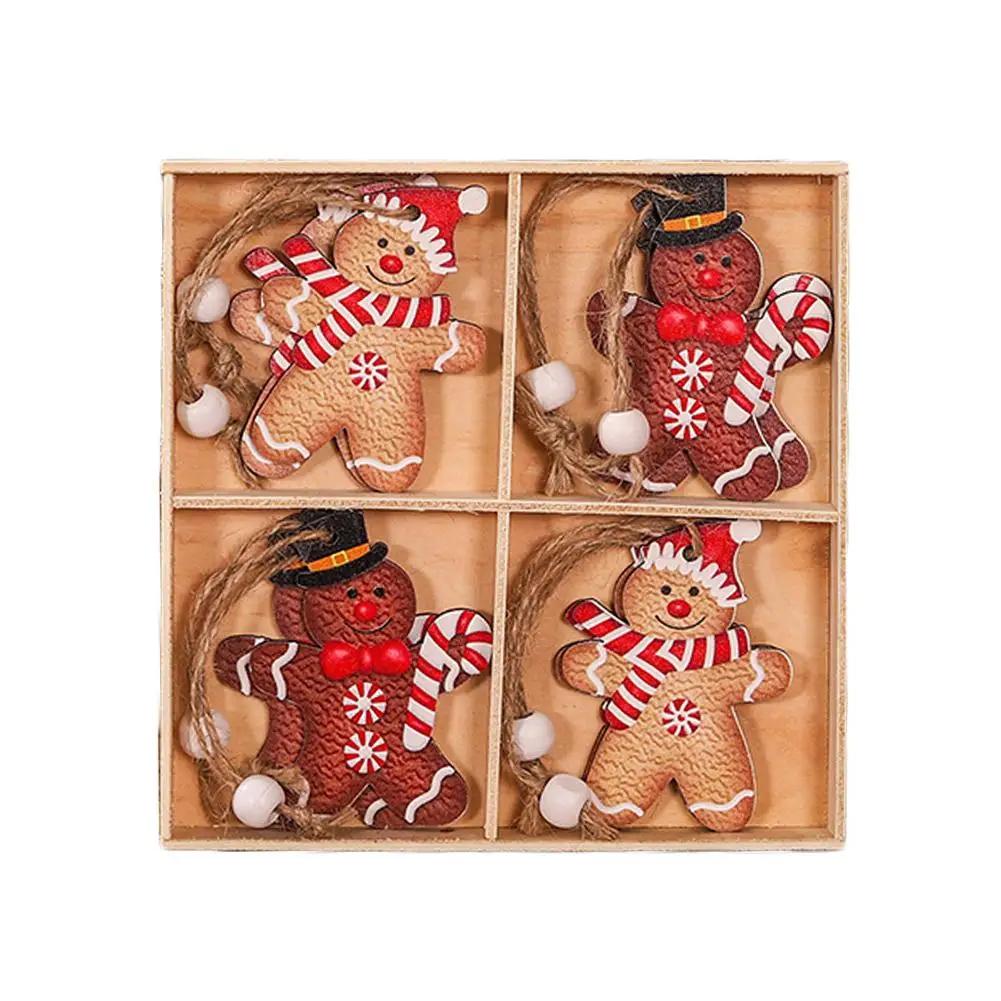 

Деревянные Рождественские Подвески Пряничный Человек Гномы Xmas Подвеска 2025 Украшение Елка Xmas Navidad Елка Noel O4I4