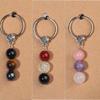 Natural Crystal Stone Keychain Green Chrysoprase Pink Moonstone Rose Quartz Beaded Healing Jewelry For Emotional Balance Gift