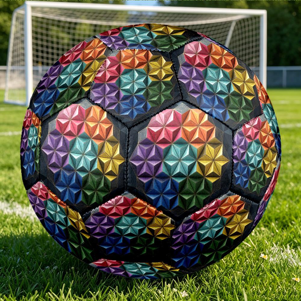 1pc Colorful Geometry Themed Soccer Ball, Size 5, Lightweight PVC Material, Outdoor Training Soccer Ball Gift. Q62270