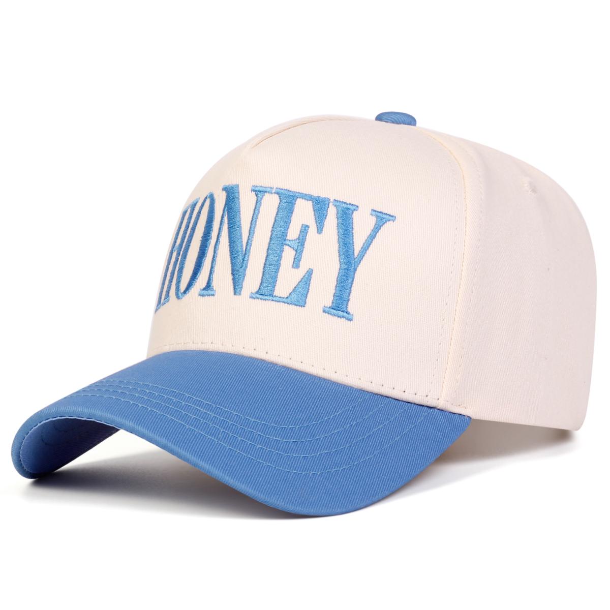 

Мужская бейсболка с вышивкой букв HONEY, уличная регулируемая солнцезащитная кепка для отдыха, весна-осень, для путешествий, туризма, пляжного отдыха небесно-голубой