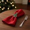 Napkin Fasteners for Dinner Christmas Tree Ring Alloy Green Holder Table Ornaments Reusable Holiday Ring Festive Dining Decor New Year Party